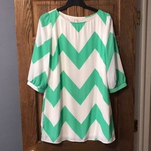 Chevron mint and white dress